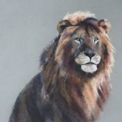 Dessin pastels Le lion