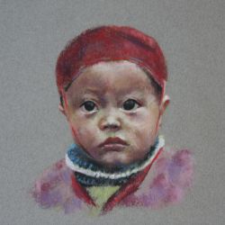 Dessin pastels Enfant vietnamien 2